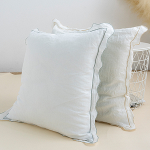 Invisible Zipper Design <strong>Frill</strong> Ruffled Solid White <strong>Cushion</strong> Covers Flax Linen Throw Pillowcase - Product Image 2