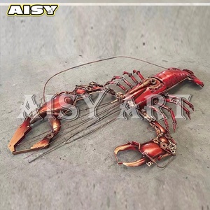 Rétro Nostalgique Style Industriel Écrevisse Modèle Pendentif Hotpot Restaurant Grill bar Magasin Mur Métal Fer Décoration - Product Image 3