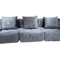 Canapé modulaire compressé en forme de L, sectionnel, sans structure, emballé en rouleau, mousse haute densité, tissu Sherpa
