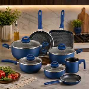 Juego de ollas y sartenes modernas de alta calidad con mango suave al tacto, revestimiento cerámico, 12 piezas, de aluminio. - Product Image 2