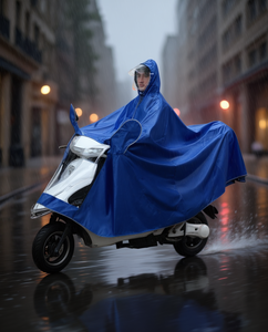 Poncho impermeabile universale per moto, blu navy, casual, per adulti, per viaggi all'aperto, campeggio, utilizzo con bici elettrica - Product Image 2