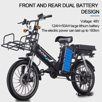 Bicicleta Eléctrica de Carga con Frenos de Disco Hidráulicos, 48V 62Ah, Batería Doble de Litio, para Adultos, Entrega de Comida