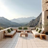 Nouveauté Canapé moderne de luxe Ensemble de canapés de patio Meubles d'extérieur Canapé de jardin en teck