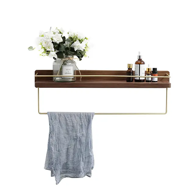 Nordic Wall Mounted Shelf Home Decor Wooden Floating Wall Shelf With Towel Bar
