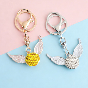 Rhinestone Golden Snitch Keychain, Inspired Angel Wing Key Ring, Bling Crystal Bag Charm for <strong>Fans</strong>, Wholesale - Product Image 4