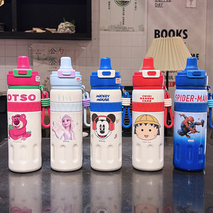 Botella de Agua Aislada de Doble Pared con Diseño de <span class=keywords><strong>Spiderman</strong></span> para Niños, <span class=keywords><strong>Taza</strong></span> con Pajita de Mickey de Acero Inoxidable 316, Termo Infantil Portátil - Product Image 1