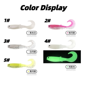 Nouvelles leurres souples en PVC peintes multicolores de 70 mm, 100 mm, 125 mm, 3 pièces, leurres souples à queue courbée, leurres artificiels pour la pêche au brochet, leurres oscillants - Product Image 3