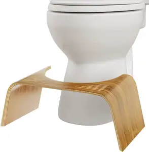 Yetişkinler için lüks dışkı banyo Poop dışkı bambu Squatty lazımlık bambu tuvalet taburesi