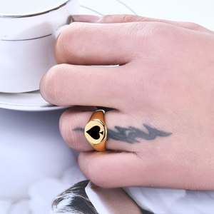 Anillo ovalado liso de 12 mm, as de picas, acero de titanio, regalo de joyería de moda unisex - Product Image 2