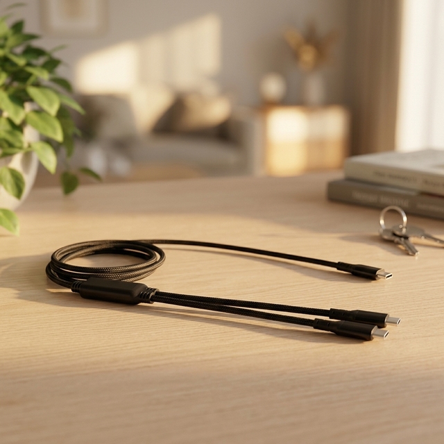 High Speed Data Transfer Nylon USB-C Cable 100W 2-in-1 Charging for 2 Devices PD Fast Charge IOS/Android for Tablet