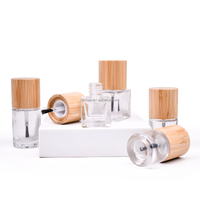 Vente en gros de flacons de vernis à ongles transparents de haute qualité et respectueux de l'environnement, 5 ml, 10 ml, 15 ml, avec couvercle en bois de bambou