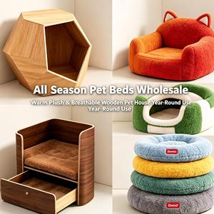 2 In 1 Side Table <b>Cat</b> Bed Hidden Hollow <b>Cat</b> Cave Wooden Nightstand Pet House with Soft <b>Plush</b> Cushion - Product Image 1