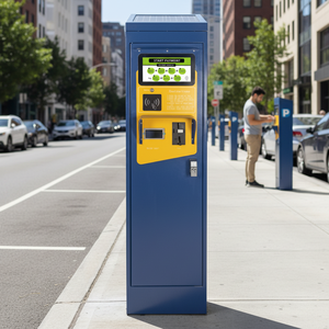Máquina de pago de tickets de estacionamiento con pantalla LCD azul de 10 pulgadas, aceptador de monedas y energía solar para pago de estacionamiento en la calle. - Product Image 1