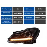 Pour Mercedes Benz Classe C W204 2011-2014, ensemble de phares à LED, lentille de projecteur laser, DRL, clignotant séquentiel, plug and play