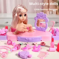 Ensemble de jeu de maquillage et de déguisement pour filles de 4 à 6 ans, avec coiffeuse de princesse en plastique de marque HDX, lumières simulées, pour le jeu d'imitation transfrontalier