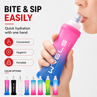 Bouteille d'eau souple en silicone pliable avec valve à morsure, portable, pour la course à pied et le cyclisme