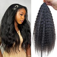 Extensions de cheveux humains 100% vierges bruts, texture Kinky Straight, pour tressage au crochet, sans nœuds, pré-séparées, texture Yaki Straight, effet plume