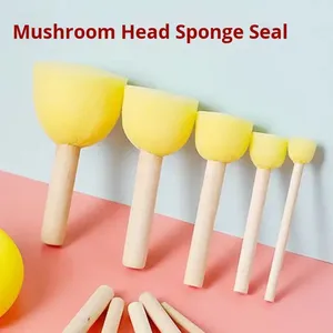 Set di 5 Pennelli Spugna <span class=keywords><strong>per</strong></span> Pittura Fai-da-Te <span class=keywords><strong>per</strong></span> Bambini, Manico in Legno, Design a Fungo, <span class=keywords><strong>per</strong></span> Arte e Graffiti - Product Image 6