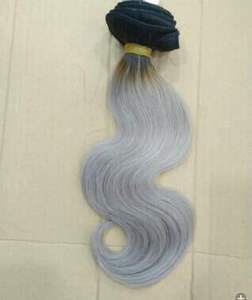 Extensions de cheveux humains péruviens ondulés bicolores noir et gris, couleur ombrée 1b, vente en gros - Product Image 6