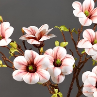 Cabang Bunga Magnolia Silikon Buatan, Cetak 3D Tahan Air, Gaya Cina, Dekorasi Ruang Tamu dan Meja Makan
