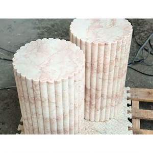 Table ronde en marbre rose crème poli, design tendance 2023, pour restaurant, restauration rapide, café, bistrot - Product Image 1