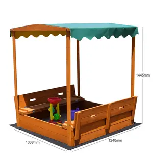 流行趣味娱乐沙坑游戏儿童实木沙箱户外木制雨棚