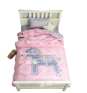 Hot Sale Girls' pink <strong>Horse</strong> Printing <strong>Duvet</strong> <strong>Cover</strong> and Pillow case Bedding Set Bed Sheet Set - Product Image 1