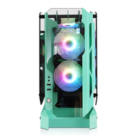 2025 Factory Custom Computer Case New Design Cabinet Green Color Four Side Heart ATX Full Tower Cabinet Gaming Pc Case Desktop