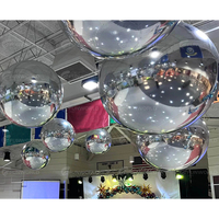Boule de miroir en PVC pour décor de fête de mariage de Noël-argent grandes boules brillantes miroir réfléchissant gonflable ballons sphère