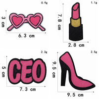 Série Personnalité Fille : Écussons brodés thermocollants en tissu sergé, motif rouge à lèvres et talons hauts pour vêtements