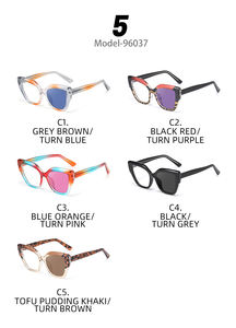 Lunettes de soleil Partagas Cat Eye avec logo personnalisé, charnières à ressort, verres photochromiques, branches en CP, blocage de la lumière bleue, UV400, lunettes de soleil pour femmes - Product Image 5