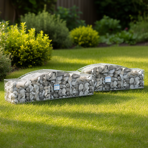 Set di 2 cesti gabion grandi in ferro zincato argento per decorazione da giardino e esterni - Product Image 2