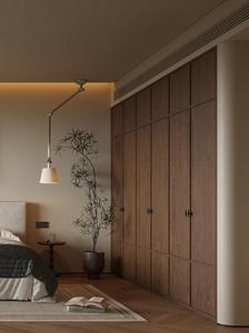 Balom armadio moderno in legno della metà del secolo-accenti in Rattan e toni caldi - Product Image 2