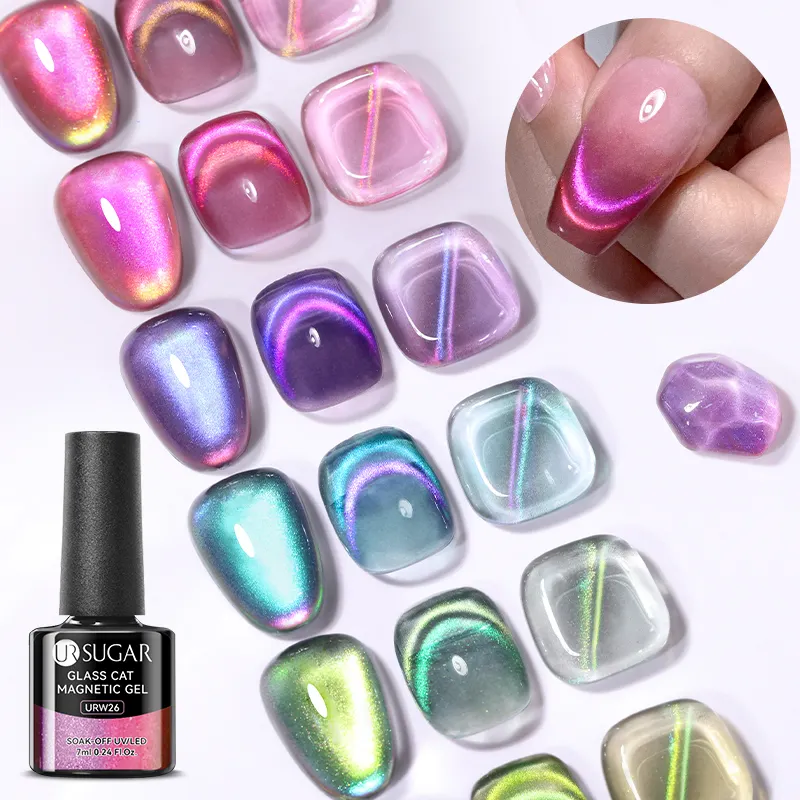 UR SUGAR-Vernis à ongles gel en verre magnétique, 7ml, 6 couleurs, cristal japonais, œil de chat