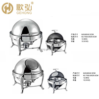 6L Edelstahl Luxus Gold Chafing Dish mit Sichtfenster Hotel Restaurant Buffet Set Brennstoffbetriebener Speisenwärmer