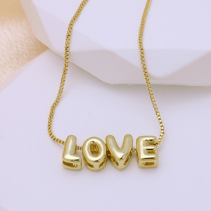 Copper Smooth Bubble Letter Pendant <b>Necklace</b> Minimalist Ins Style <b>Custom</b> <b>Name</b> Ladies Clavicle Chain Jewelry - Product Image 1