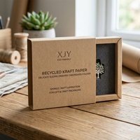 Carpeta de Cartón con Cajón Deslizante, Papel Kraft Reciclado Ecológico XJY, Laminado Mate con Esponja, para Regalos y Manualidades