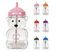 Offre Spéciale – Nouvelle Bouteille d'Eau en Verre Transparent en Forme d'Ours Mignon avec Couvercle en Silicone et Paille pour la Maison et la Restauration