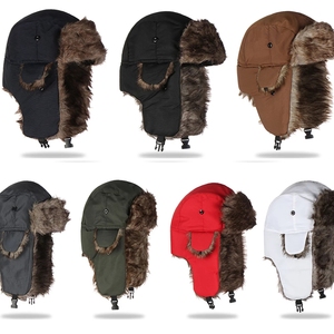Chapeau <span class=keywords><strong>de</strong></span> trappeur russe personnalisé en fausse fourrure avec cache-oreilles, 100 % imperméable, unisexe, chapeau d'hiver rembourré pour hommes et femmes - Product Image 1