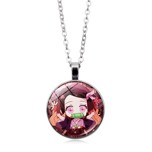 21 Designs Tanjirou Nezuko Metal Alloy Glass Pendant Necklace Inspired Necklace for Children's Toys Anime Logo Photo Necklace - Product Image 4