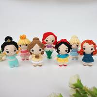 Personnage de film Amigurumi Princesse en coton tricoté, peluche faite à la main, sirène princesse au crochet, mini princesse, cadeau