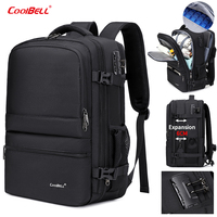 Sac à dos de voyage étanche CoolBELL grande capacité extensible avec serrure antivol pour homme, sac à dos pour ordinateur portable 15 pouces pour voyage d'affaires avec port USB