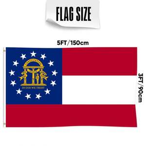 ธงรัฐจอร์เจีย สหรัฐอเมริกา ขนาด 3x5 ฟุต ขายส่ง ผ้าโพลีเอสเตอร์ 68D/100D รับผลิตตามสั่งทุกประเทศ จัดส่งรวดเร็ว ผู้ผลิตที่เชื่อถือได้ จัดส่งด่วน - Product Image 3
