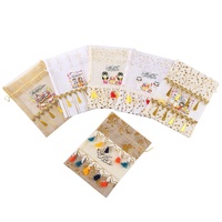 Pochette cadeau suspendue de luxe personnalisée Ramadan Moubarak en toile de jute et organza avec sequins, logo arabe, sac de faveur pour festival islamique