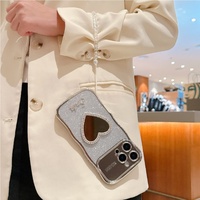 Coque de téléphone pour filles en TPU souple électroplaqué, antichoc, protection des quatre coins, paillettes dorées, avec miroir, dragonne et béquille
