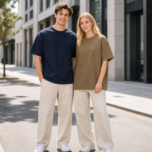 T-shirt <span class=keywords><strong>Homme</strong></span> Oversize de Luxe en Coton Lourd 210 GSM, Coupe Boxy Épaules Tombantes, Style Streetwear, Logo Personnalisé, Vierge - Product Image 2