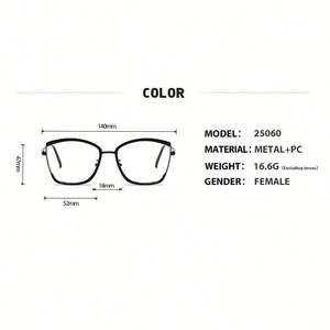 Gafas Ópticas Fotocromáticas Cuadradas de Metal con Logotipo Personalizado 2025, Monturas de Gafas Anti Luz Azul Vintage para Mujer - Product Image 6