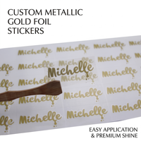 Autocollants personnalisés résistants en vinyle transparent avec feuille d'or, imperméables, pour cadres photo, bougies, avec étiquette de logo transparente