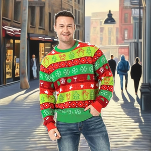 Pull en maille respirant anti-rides et anti-rétrécissement de luxe 2025 pour homme – Coupe ajustée, tendance, confortable et polyvalent en laine/polyester - Product Image 2