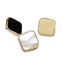 Kancing Resin Plastik Hitam Dengan Titik Putih Berhias Rhinestone Putih Khaki Dengan Motif Butir Acak 28MM 34MM 40MM untuk Jas